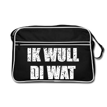 Funny Low German saying - Retro Bag - black/white - Front