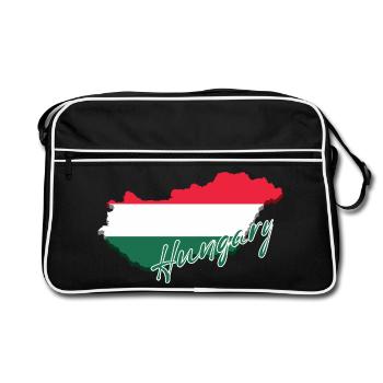 Carte avec le drapeau de la Hongrie, j’adore la Hongrie - Sac Retro - noir/blanc - Devant