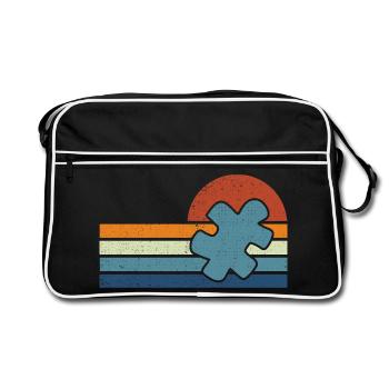 Vintage Autism Sunset - Retro Tasche - Schwarz/Weiß - Vorne