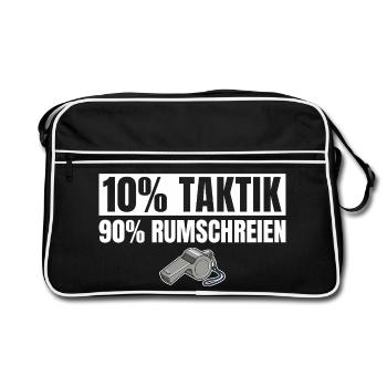 Fußballtrainer 10% Taktik 90% Rumschreien - Retro Tasche - Schwarz/Weiß - Vorne