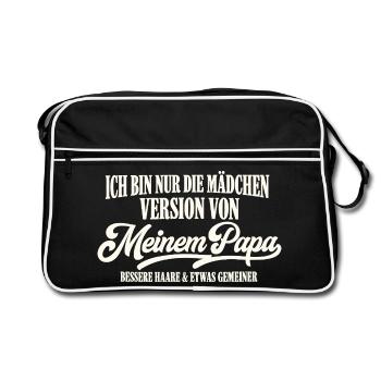 Mädchen Version Von Meinem Papa - Retro Tasche - Schwarz/Weiß - Vorne