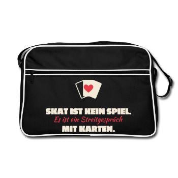 Skat Ist Kein Spiel: Streitgespräch Karten - Retro Tasche - Schwarz/Weiß - Vorne