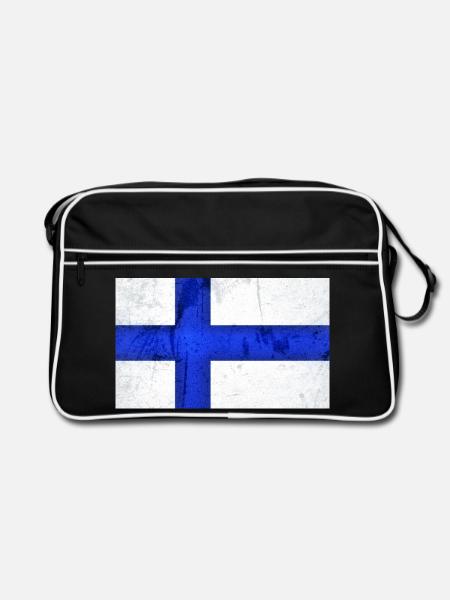 Drapeau de la Finlande - Sac Retro - noir/blanc - Devant
