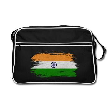India Vintage Flag / Gift Delhi Kolkata - Retro Bag - black/white - Front