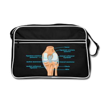 Physio genou d’anatomie Bracelet croisé Ménisque - Sac Retro - noir/blanc - Devant