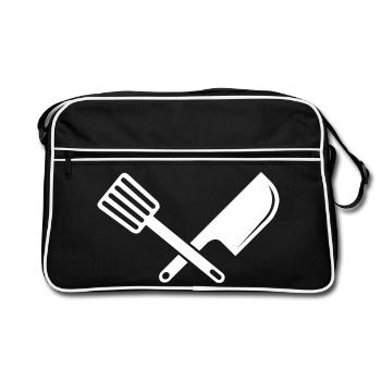 symbole couverts cuisson des aliments Aliments Kock Logo de cuisinier - Sac Retro - noir/blanc - Devant