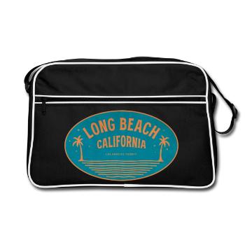Long Beach California Retro Beach Motif - Retro Bag - black/white - Front