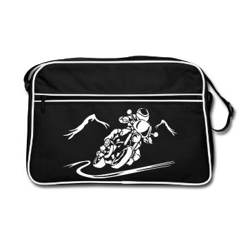 Motorcycle Action Silhouette - Retro Bag - black/white - Front
