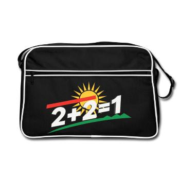 Déclaration du logo du soleil 2+2=1, Kurdistan - Sac Retro - noir/blanc - Devant