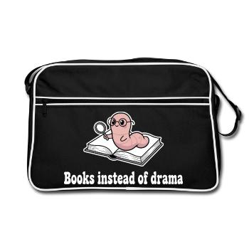 Livres au lieu de drame : Ver à la loupe - Sac Retro - noir/blanc - Devant