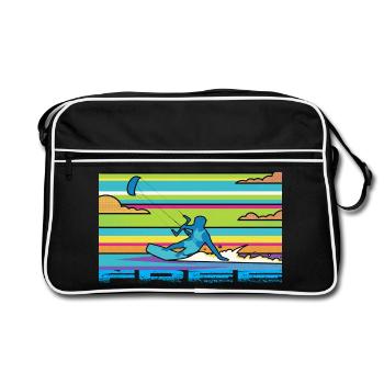 Le kitesurf - Sac Retro - noir/blanc - Devant