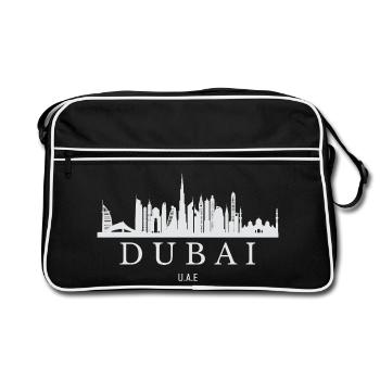 Dubai Skyline, Dubaï, Émirats arabes unis - Sac Retro - noir/blanc - Devant