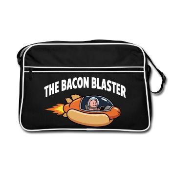 Bacon Blaster : design drôle de fusée Space Pig - Sac Retro - noir/blanc - Devant