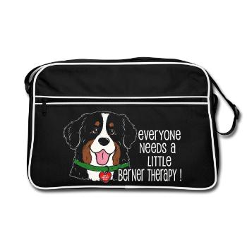 Chien de montagne bernois Petit Berner Humour de chien de thérapie - Sac Retro - noir/blanc - Devant