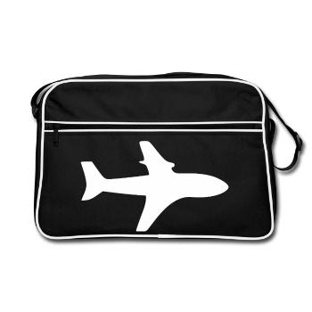 Flugzeug Reise Flugreise Geschenk - Retro Tasche - Schwarz/Weiß - Vorne