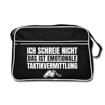 Fußballtrainer Emotionale Taktikvermittlung Spruch - Retro Tasche - Schwarz/Weiß - Vorne