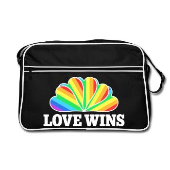 Love Wins - Rainbow Statement Design - Sac Retro - noir/blanc - Devant