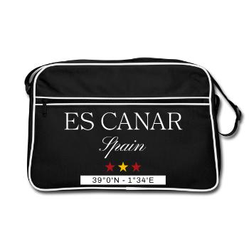 Es Canar Spanien Souvenir – Reise minimalistisch - Retro Tasche - Schwarz/Weiß - Vorne
