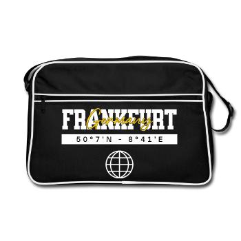 Frankfurt Deutschland Koordinaten Reise Souvenir - Retro Tasche - Schwarz/Weiß - Vorne