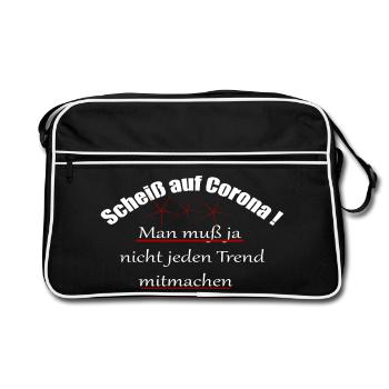 Corona/Covid19/Scheiß auf Corona - Retro Tasche - Schwarz/Weiß - Vorne