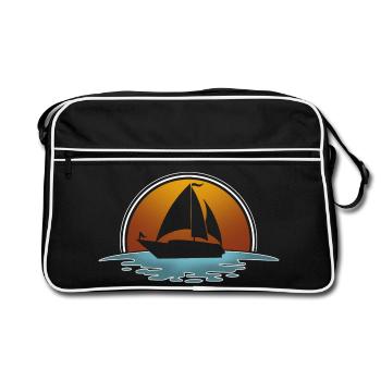 Sailboat Sailing Sailing Ship Sailor - Retro Bag - black/white - Front