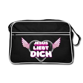 Jésus vous aime - Sac Retro - noir/blanc - Devant
