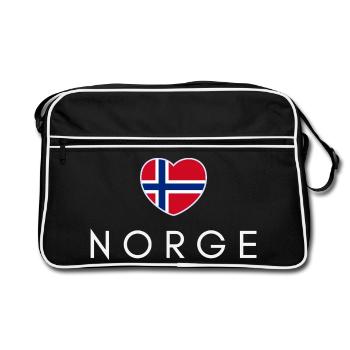 Heart with Norwegian flag, Norwegian pride - Retro Bag - black/white - Front