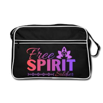 Yoga & Mindset Design für freie Seelen Free Spirit - Retro Tasche - Schwarz/Weiß - Vorne