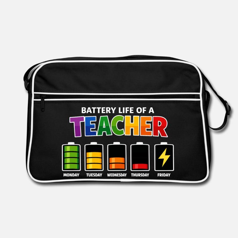 Akkulaufzeit eines Lehrers Retro Tasche
