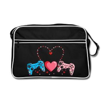 Cœur rétro design de la Saint-Valentin Amour - Sac Retro - noir/blanc - Devant