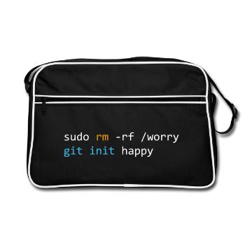 Don't worry, be happy, dark - Retro Bag - black/white - Front