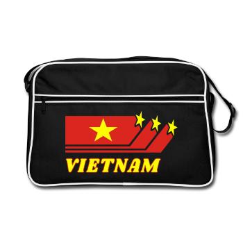 Vietnam Asie du Sud-Est Drapeau Asie Cadeau - Sac Retro - noir/blanc - Devant