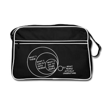 what i think, what people understand communication - Retro Bag - black/white - Front