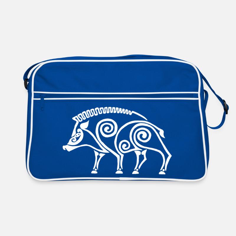 weißer keltischer Eber Retro Tasche