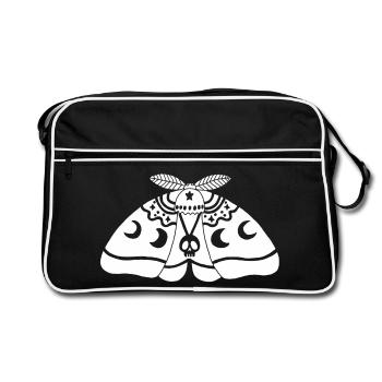 Weiße Motte - Retro Tasche - Schwarz/Weiß - Vorne