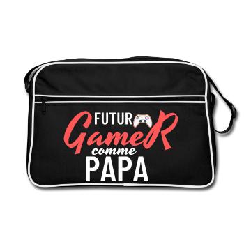 Futur Gamer Papa - Retro Bag - black/white - Front