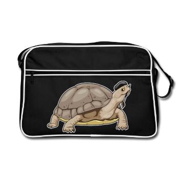 Turtle Painter Brush Painting - Retro Bag - black/white - Front