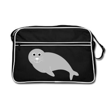 Sceaux, phoques, phoques, phoques animaux - Sac Retro - noir/blanc - Devant