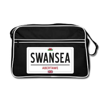 Panneau de la ville de Swansea - Sac Retro - noir/blanc - Devant