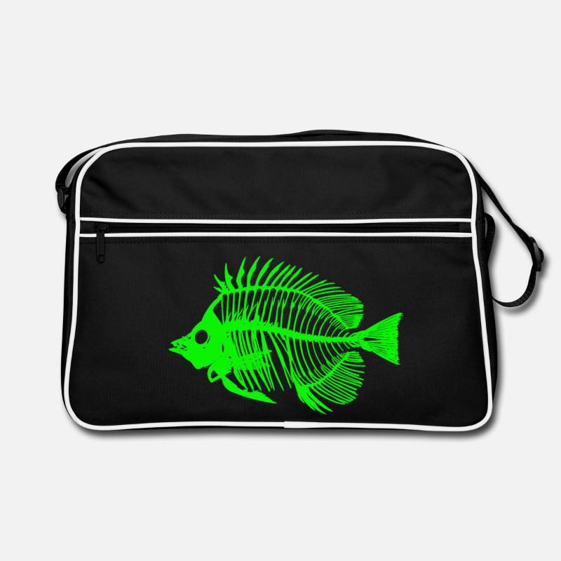 Conception de squelette de poisson brillant - Sac Retro - noir/blanc