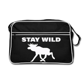 STAY WILD - Retro Tasche - Schwarz/Weiß - Vorne
