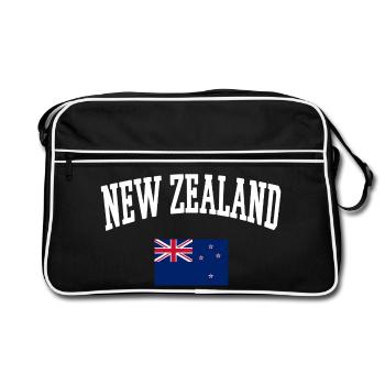 T Shirt sweat NEW ZEALAND drapeau - Sac Retro - noir/blanc - Devant