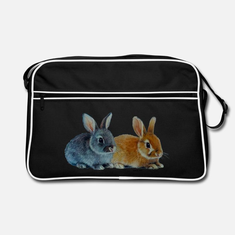 Hasen - Ostern - Retro Tasche - Schwarz/Weiß