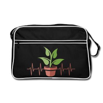 Plante en pot avec battement de cœur - botanique et plantes - Sac Retro - noir/blanc - Devant