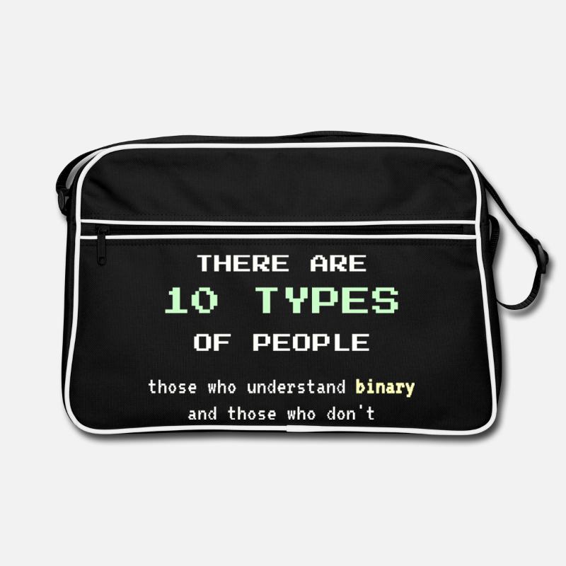 10 Types of People – Classic Binary Nerd Joke - Retro Bag - black/white