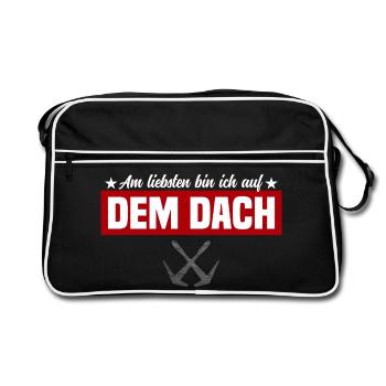 Am liebsten bin ich auf dem Dach - Retro Tasche - Schwarz/Weiß - Vorne