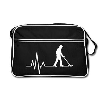 Herzschlag-Metall-Erkennung Schatzjäger-Leidenschaft - Retro Tasche - Schwarz/Weiß - Vorne