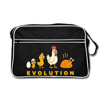 Evolution Chicken Broiler Chicken Funny - Retro Bag - black/white - Front