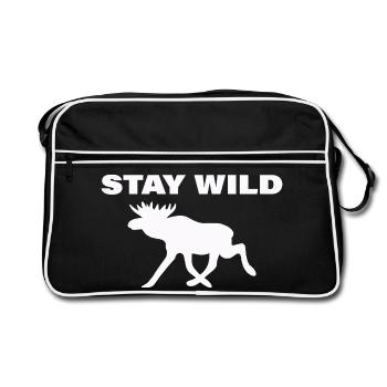 STAY WILD - Retro Tasche - Schwarz/Weiß - Vorne