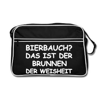 Bierbauch Spruch - Retro Tasche - Schwarz/Weiß - Vorne